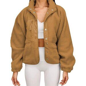 Womens Winter Coats Fleece Faux Fur Jacket Khaki